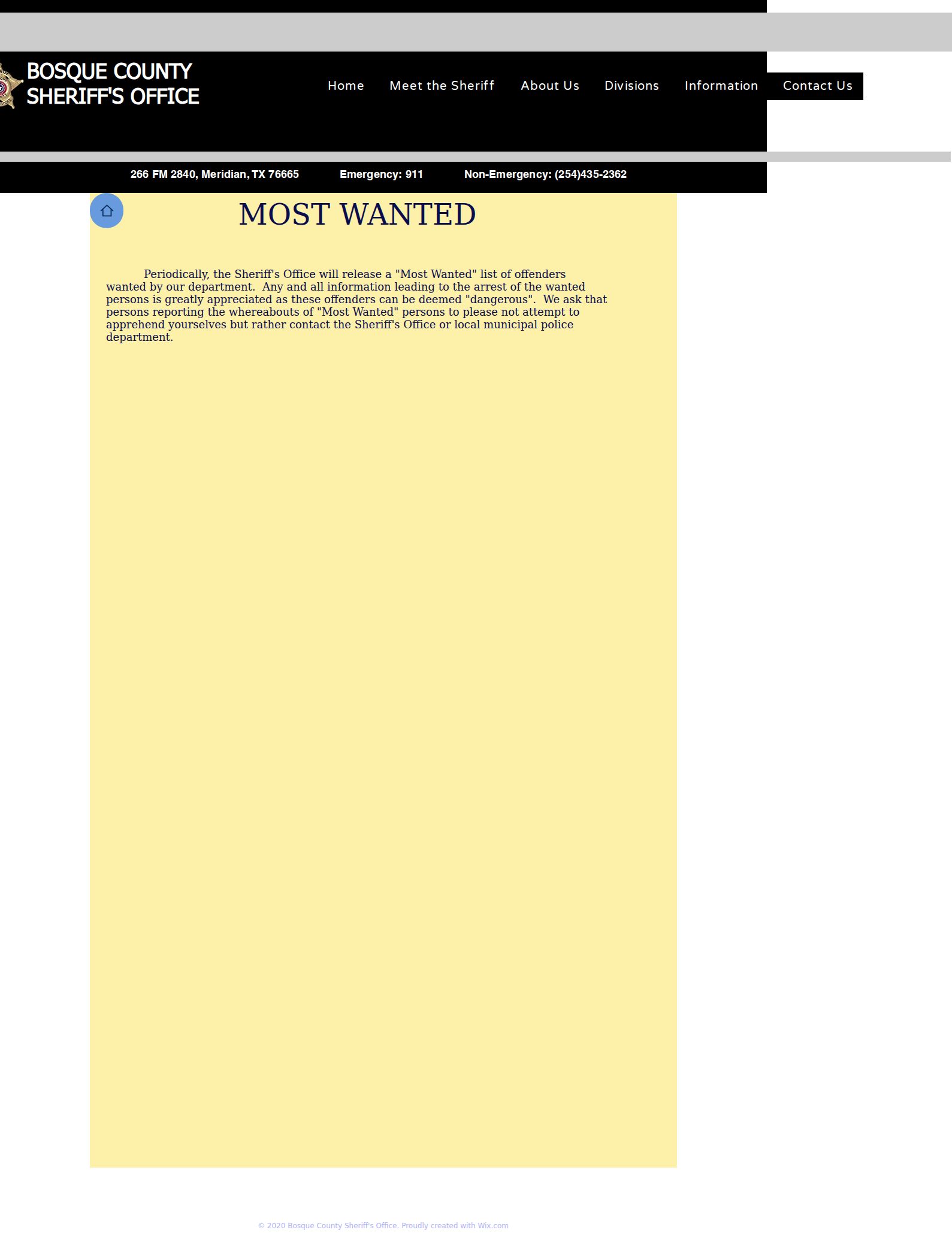 Bosque County arrest history official most-wanted interface