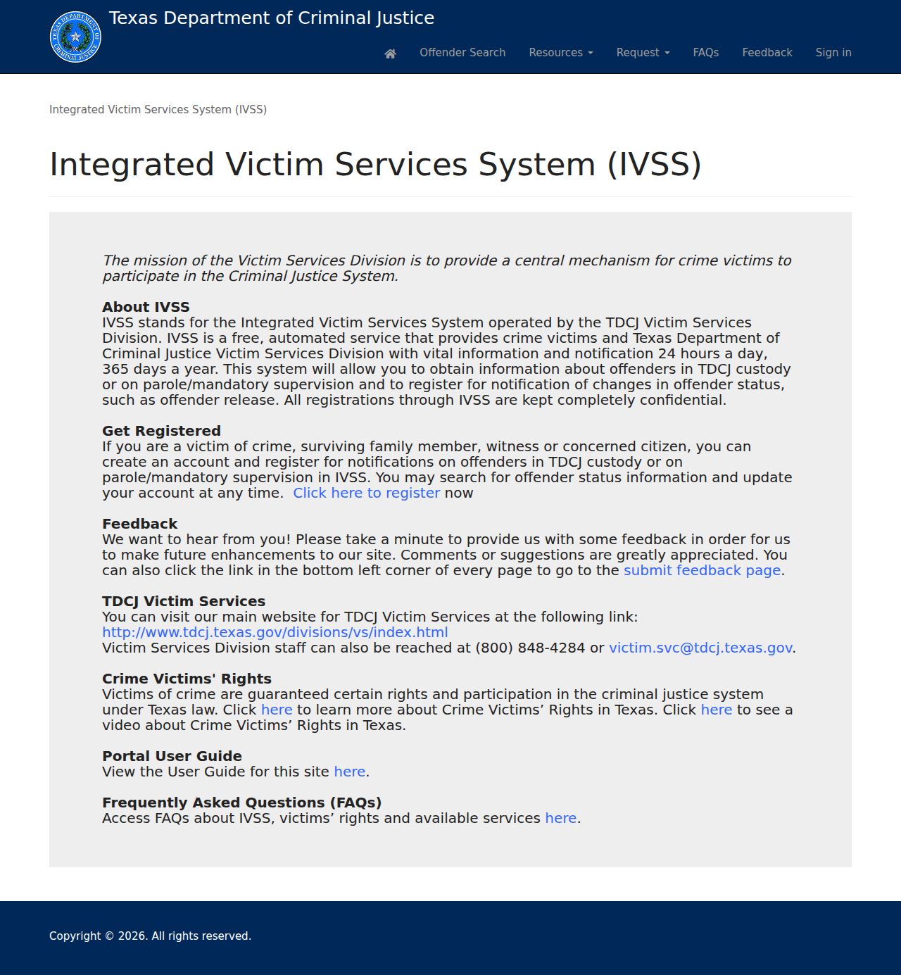 Texas custody and parole notification service used for Bosque County cases